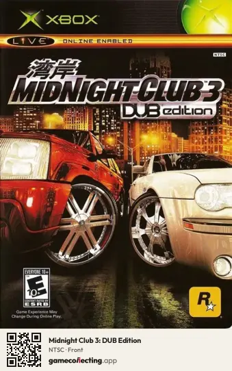 Midnight Club 3: DUB Edition Xbox, NTSC box front