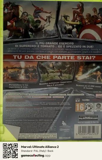 Marvel: Ultimate Alliance 2 Xbox 360, Italy box back
