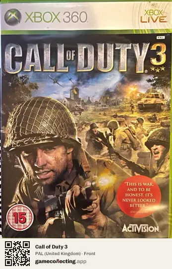 Call of Duty 3 Xbox 360, United Kingdom box front