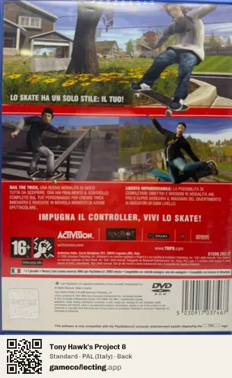 Tony Hawk's Project 8 PlayStation 2, Italy box back