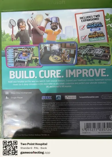 Two Point Hospital Xbox One, PAL box back