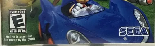 Sonic & Sega All-Stars Racing, the ESRB box on its front