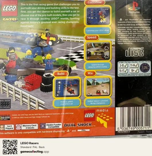 LEGO Racers PlayStation, PAL box back
