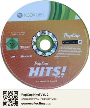 PopCap Hits! Vol. 2 Xbox 360, PAL disc