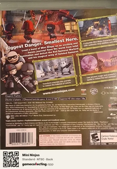Mini Ninjas PlayStation 3, NTSC box back