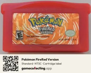 Pokémon FireRed Version Game Boy Advance, NTSC cartridge label