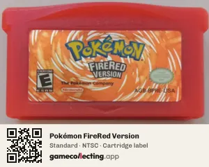 Pokémon FireRed Version Game Boy Advance, NTSC cartridge label