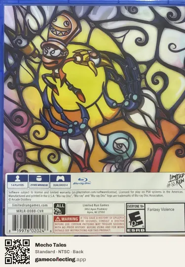 Mecho Tales PlayStation 4, NTSC box back