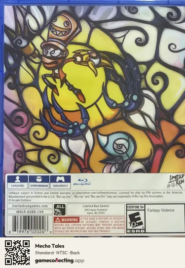 Mecho Tales PlayStation 4, NTSC box back