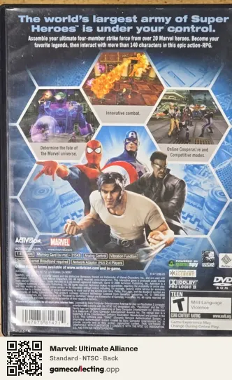 Marvel: Ultimate Alliance PlayStation 2, NTSC box back