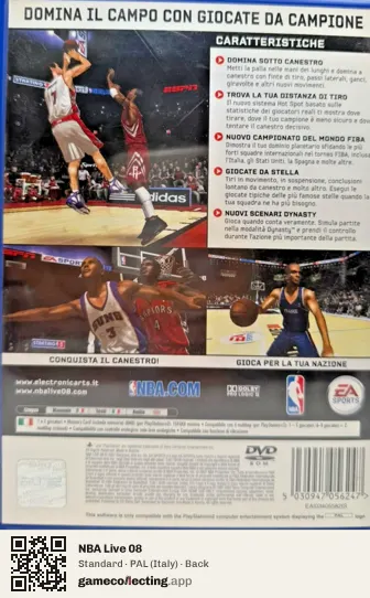 NBA Live 08 PlayStation 2, Italy box back