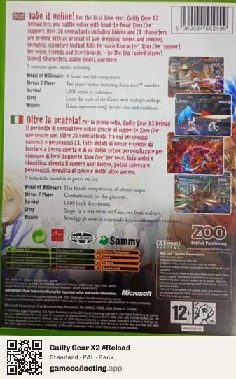 Guilty Gear X2 #Reload Xbox, PAL box back