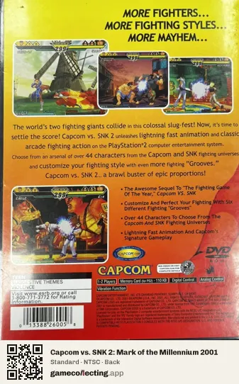 Capcom vs. SNK 2: Mark of the Millennium 2001 PlayStation 2, NTSC box back