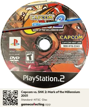 Capcom vs. SNK 2: Mark of the Millennium 2001 PlayStation 2, NTSC disc