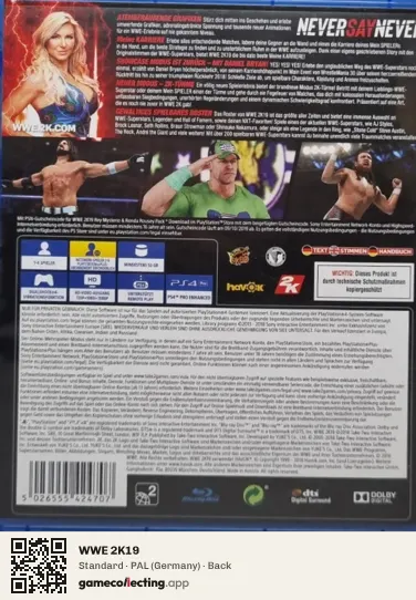 WWE 2K19 PlayStation 4, Germany box back