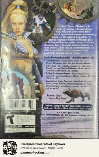 EverQuest: Secrets of Faydwer Computer, NTSC box back
