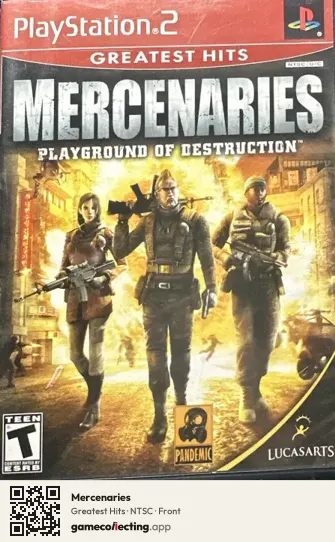 Mercenaries PlayStation 2, NTSC box front