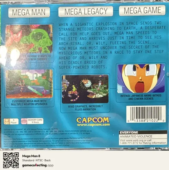 Mega Man 8 PlayStation, NTSC box back