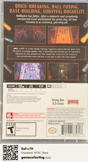 Ball x Pit Nintendo Switch, NTSC box back