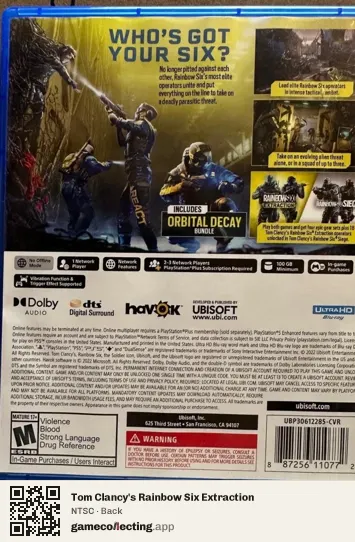 Tom Clancy's Rainbow Six Extraction PlayStation 5, NTSC box back