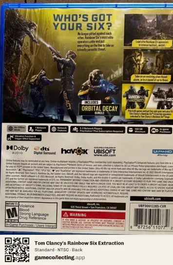 Tom Clancy's Rainbow Six Extraction PlayStation 5, NTSC box back