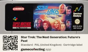 Star Trek: The Next Generation: Future's Past Super Nintendo Entertainment System, PAL cartridge label