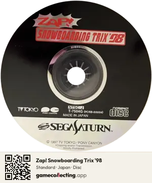 Zap! Snowboarding Trix '98 Sega Saturn, Japan disc
