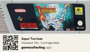 Super Turrican Super Nintendo Entertainment System, PAL cartridge label