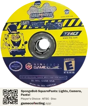 SpongeBob SquarePants: Lights, Camera, Pants! Nintendo GameCube, NTSC disc