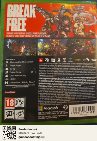 Borderlands 4 Xbox Series X, PAL box back