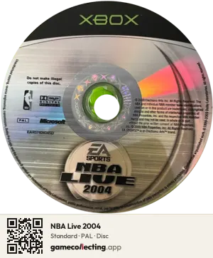 NBA Live 2004 Xbox, PAL disc
