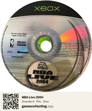 NBA Live 2004 Xbox, PAL disc