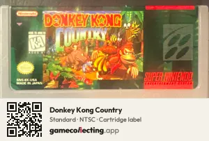 Donkey Kong Country Super Nintendo Entertainment System, NTSC cartridge label