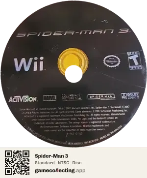 Spider-Man 3 Nintendo Wii, NTSC disc