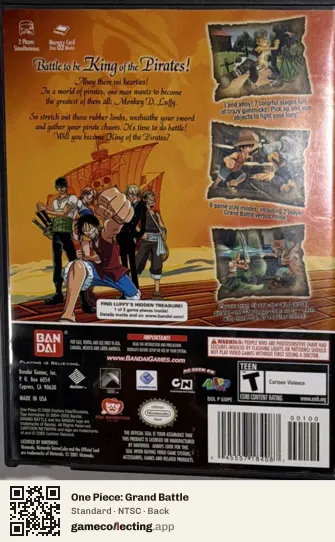 One Piece: Grand Battle Nintendo GameCube, NTSC box back