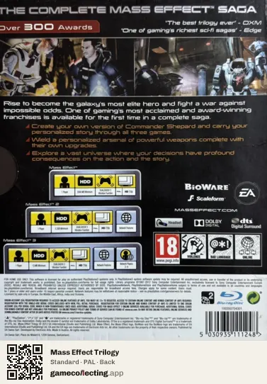 Mass Effect Trilogy PlayStation 3, PAL box back