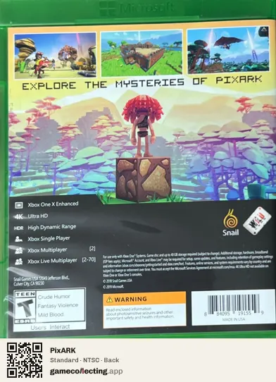 PixARK Xbox One, NTSC box back
