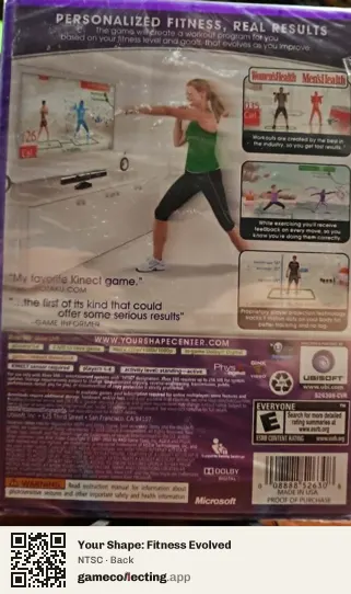 Your Shape: Fitness Evolved Xbox 360, NTSC box back