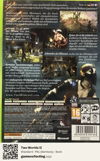 Two Worlds II Xbox 360, Germany box back