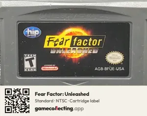 Fear Factor: Unleashed Game Boy Advance, NTSC cartridge label