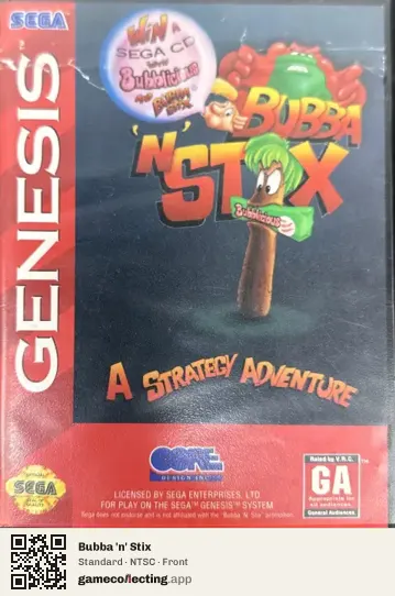 Bubba 'n' Stix Sega Mega Drive / Genesis, NTSC box front