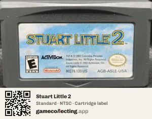 Stuart Little 2 Game Boy Advance, NTSC cartridge label