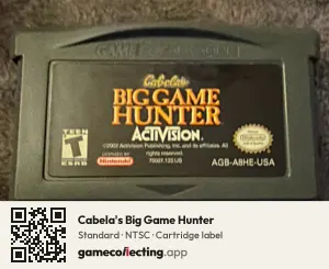 Cabela's Big Game Hunter Game Boy Advance, NTSC cartridge label