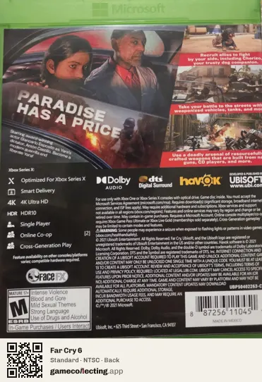 Far Cry 6 Xbox Series X, NTSC box back