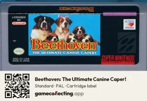 Beethoven: The Ultimate Canine Caper! Super Nintendo Entertainment System, PAL cartridge label