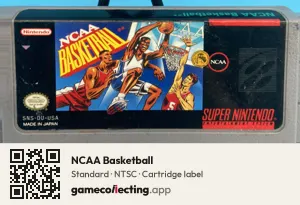 NCAA Basketball Super Nintendo Entertainment System, NTSC cartridge label