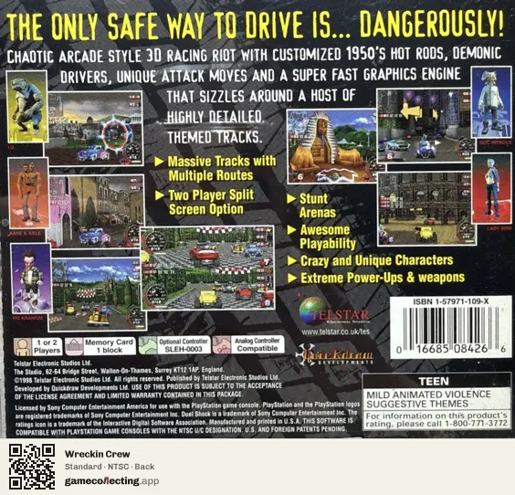 Wreckin Crew PlayStation, NTSC box back