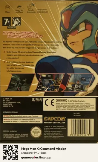 Mega Man X: Command Mission Nintendo GameCube, PAL box back