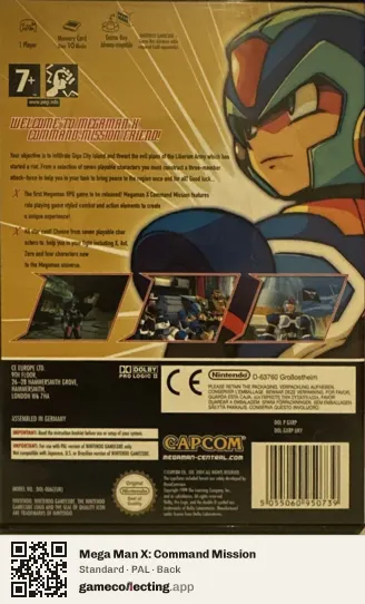 Mega Man X: Command Mission Nintendo GameCube, PAL box back