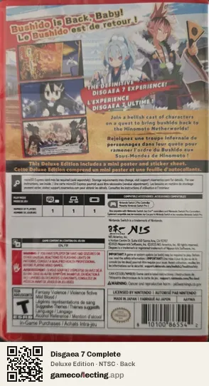 Disgaea 7 Complete Nintendo Switch 2, NTSC box back